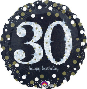 Balloon Foil 43cm 30 Inflated Sparkling Happy Birthday