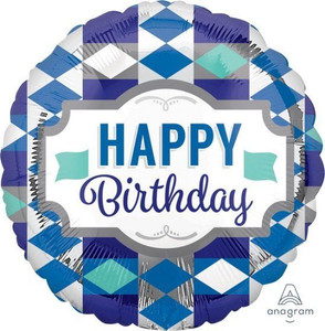 Balloon Foil 43cm Inflated Happy Birthday Tie Pattern Balloon Foil 43cm Inflated Happy Birthday Tie Pattern