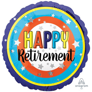 Balloon Foil 43cm Inflated Happy Retirement Colourful Circles Balloon Foil 43cm Inflated Happy Retirement Colourful Circles