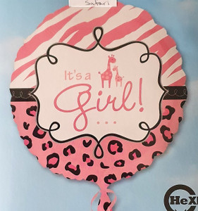 Balloon Foil 43cm Inflated It's A Girl Safari Balloon Foil 43cm Inflated It's A Girl Safari