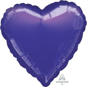 Balloon Foil 43cm Inflated Shape Purple Metallic Heart