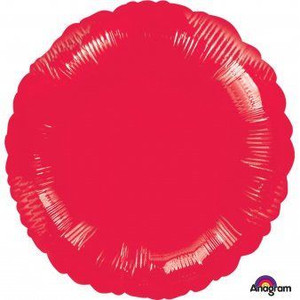 Balloon Foil 43cm Inflated Shape Red Metallic Round