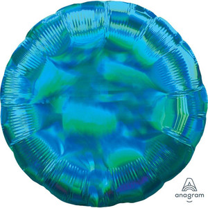 Balloon Foil 43cm Inflated Shape Iridescent Cyan Round