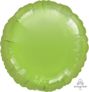 Balloon Foil 43cm Inflated Shape Lime Green Metallic Round