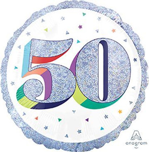 Balloon Foil 45cm 50 Inflated Here's To Your Birthday Holographic Balloon Foil 45cm 50 Inflated Here's To Your Birthday Holographic