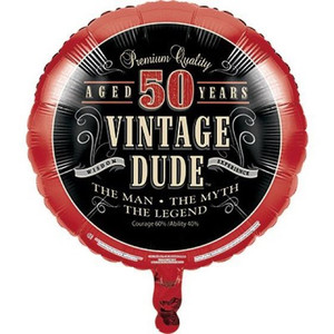 Balloon Foil 45cm 50 Inflated Vintage Dude Balloon Foil 45cm 50 Inflated Vintage Dude