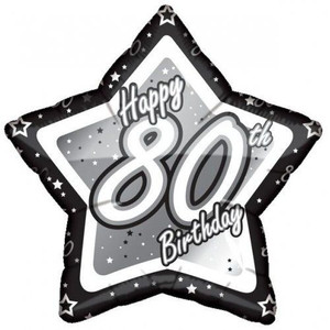 Balloon Foil 45cm 80th Inflated Black Silver Star Shape Balloon Foil 45cm 80th Inflated Black Silver Star Shape