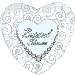 Balloon Foil 45cm Inflated Bridal Shower Pearls Heart Shape Balloon Foil 45cm Inflated Bridal Shower Pearls Heart Shape