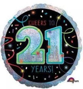 Balloon Foil 45cm Inflated Cheers To 21 Years Balloon Foil 45cm Inflated Cheers To 21 Years