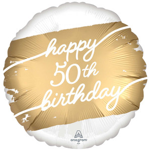 Balloon Foil 45cm Inflated Happy 50th Birthday Golden Age Balloon Foil 45cm Inflated Happy 50th Birthday Golden Age