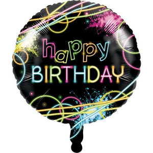 Balloon Foil 45cm Inflated Happy Birthday Glow Party Balloon Foil 45cm Inflated Happy Birthday Glow Party