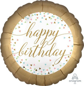 Balloon Foil 45cm Inflated Happy Birthday Pastel Colour Confetti Satin Luxe Balloon Foil 45cm Inflated Happy Birthday Pastel Colour Confetti Satin Luxe