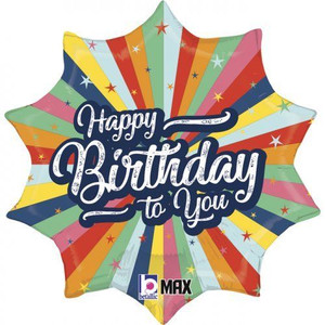 Balloon Foil 45cm Inflated Happy Birthday To You Bursting Colours Balloon Foil 45cm Inflated Happy Birthday To You Bursting Colours