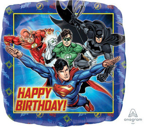 Balloon Foil 45cm Inflated Justice League Happy Birthday Square Shape Balloon Foil 45cm Inflated Justice League Happy Birthday Square Shape