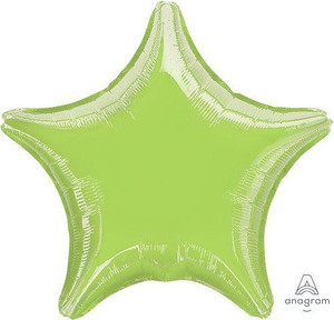 Balloon Foil 48cm Inflated Shape Lime Green Star