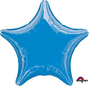 Balloon Foil 48cm Inflated Shape Blue Metallic Star