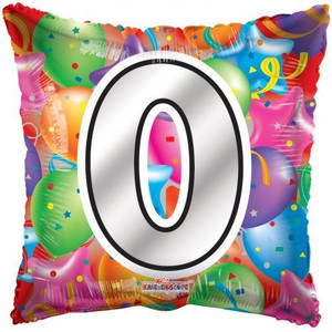 Balloon Foil 46cm 0 Inflated Birthday Bright Sqaure Shape