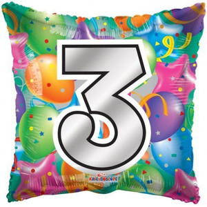 Balloon Foil 46cm 3 Inflated Birthday Bright Square Shape