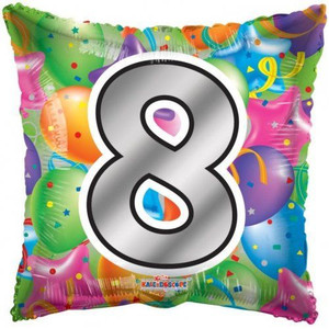 Balloon Foil 46cm 8 Inflated Birthday Bright Square Shape
