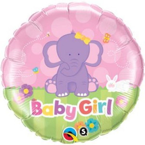 Balloon Foil 46cm Inflated Baby Girl Elephant Balloon Foil 46cm Inflated Baby Girl Elephant