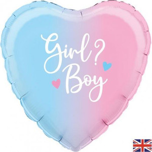 Balloon Foil 46cm Inflated Gender Reveal Ombre Heart Shape Balloon Foil 46cm Inflated Gender Reveal Ombre Heart Shape