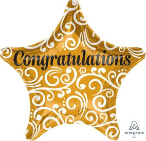 Balloon Foil 48cm Inflated Congratulations Star Shape Balloon Foil 48cm Inflated Congratulations Star Shape