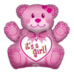 Balloon Foil 71cm Inflated It's A Girl Bear Large Shape Balloon Foil 71cm Inflated It's A Girl Bear Large Shape