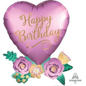Balloon Foil 76cm Inflated Happy Birthday Heart Shape Balloon Foil 76cm Inflated Happy Birthday Heart Shape