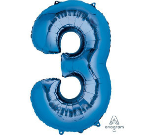 Balloon Foil 86cm 3 Inflated Blue Shape