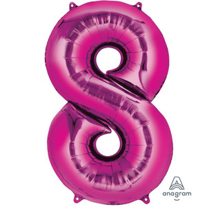 Balloon Foil 86cm 8 Inflated Magenta Shape