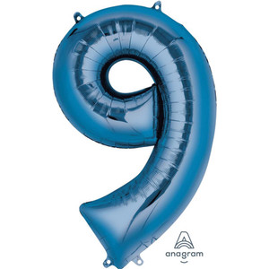 Balloon Foil 86cm 9 Inflated Blue Shape