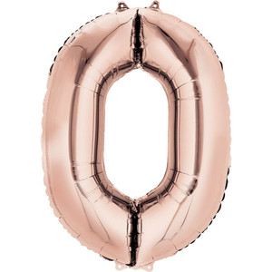 Balloon Foil 86cm 0 Inflated Rose Gold Shape