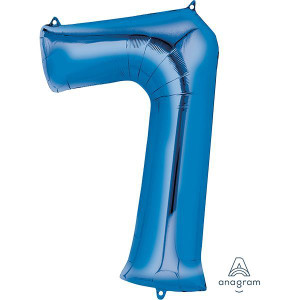 Balloon Foil 86cm 7 Inflated Blue Shape