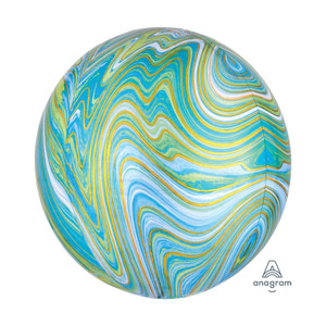 Balloon Foil 38cm Inflated Orbz Marblez Blue Green Balloon Foil 38cm Inflated Orbz Marblez Blue Green