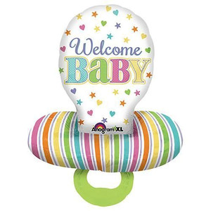 Balloon Foil 78cm Inflated Welcome Baby Dummy Shape Large Balloon Foil 78cm Inflated Welcome Baby Dummy Shape Large