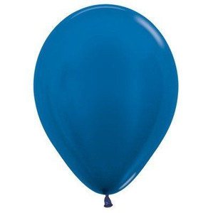 Balloon 30cm Inflated Metallic Blue Latex Each