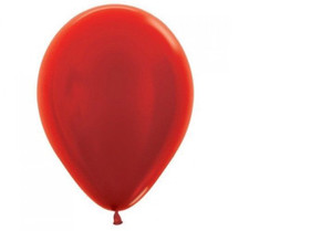 Balloon 30cm Inflated Metallic Red Latex Each