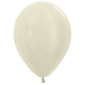 Balloon 30cm Inflated Pearl Satin Ivory Latex Each
