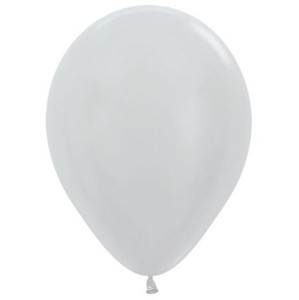 Balloon 30cm Inflated Pearl Satin Silver Latex Each Balloon 30cm Inflated Pearl Satin Silver Latex Each