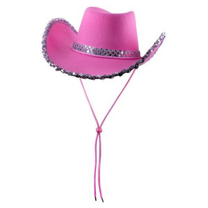 Hat Cowboy Pink Adult Sequin Rim & Silver Band Hat Cowboy Pink Adult Sequin Rim & Silver Band