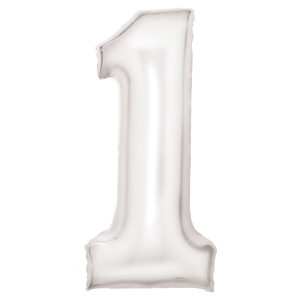 Balloon Foil 86cm 1 White Silk Lustre Shape