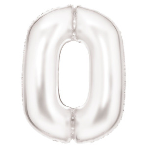 Balloon Foil 86cm 0 Inflated White Silk Lustre Shape