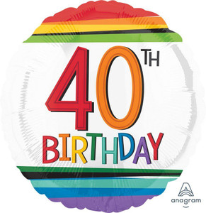 Balloon Foil 43cm 40th Birthday Rainbow Balloon Foil 43cm 40th Birthday Rainbow