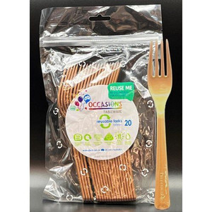 Cutlery Fork Rose Gold Plastic 20pk Cutlery Fork Rose Gold Plastic 20pk