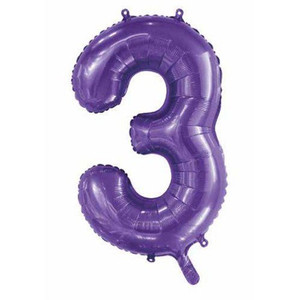 Balloon Foil 86cm 3 Inflated Purple Shape