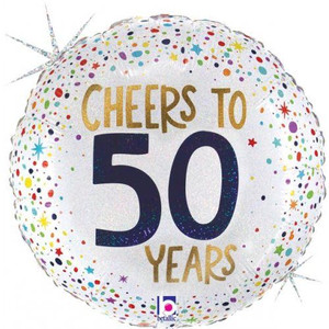 Balloon Foil 46cm Cheers to 50 Years Glitter Holographic Balloon Foil 46cm Cheers to 50 Years Glitter Holographic