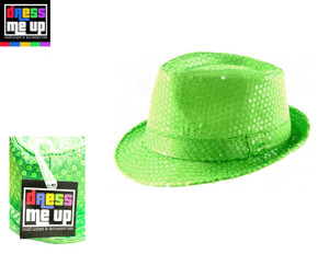 Hat Fedora Neon Green Sequin Hat Fedora Neon Green Sequin