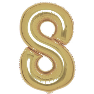Ballon Foil 86cm 8 Inflated White Gold Shape
