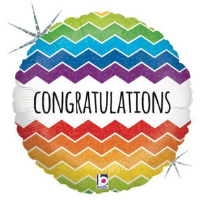 Balloon Foil 46cm Inflated Congratulations Chevron Holographic