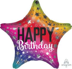 Balloon Foil 48cm Shape Happy Birthday Rainbow Star